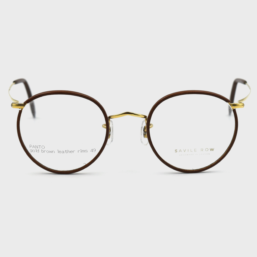 새빌로우 안경 판토 Panto Gold Leather Rims Brown(49) 