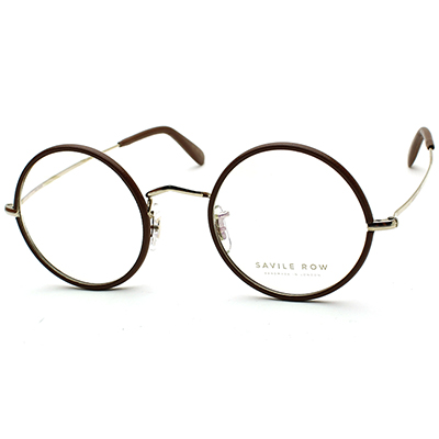 새빌로우 안경 라운드 아이 Round Eye Gold Leather Rims Brown (CLIP 별매)