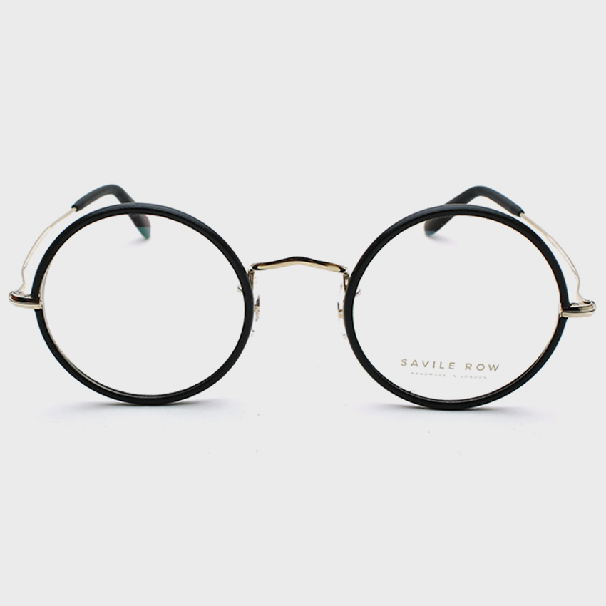 새빌로우 안경 라운드 아이 Round Eye Gold Leather Rims Black(47)